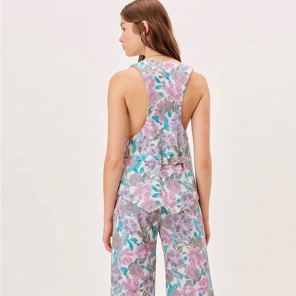 For Love and Lemons Tamara Vest Floral Denim NEW NWT - Picture 2 of 5